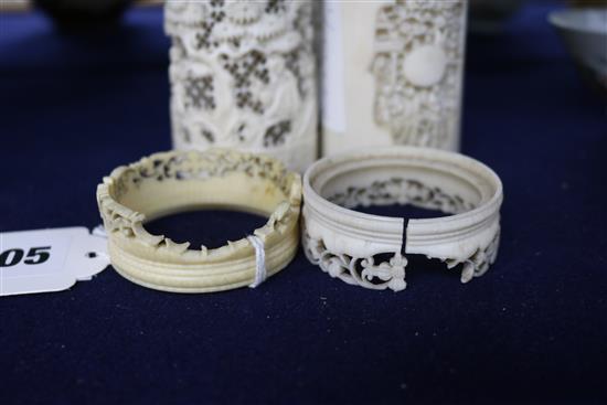 Three Chinese ivory vases